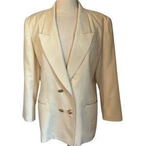 Nicole Summers Vintage Wool Double breasted Yellow Blazer w/gold Buttons Size 14